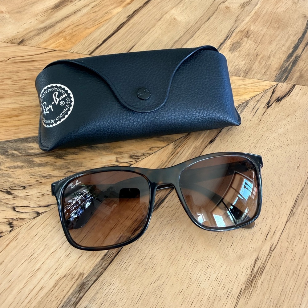 Ray-Ban “Andy” Matte Brown Tortoise Frame Sunglasses with Brown Gradient Lenses